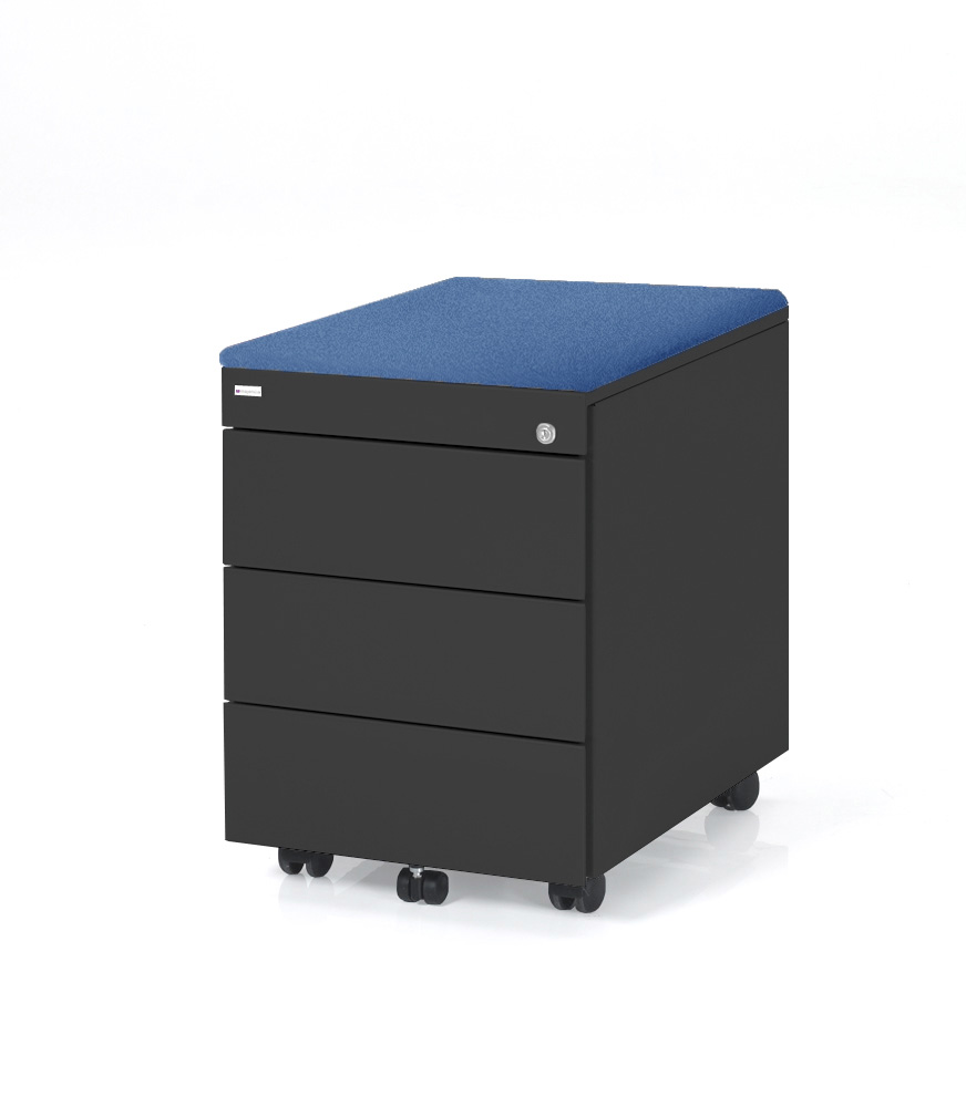 Kontenerek Klea mobilny 333 czarny z poduszką