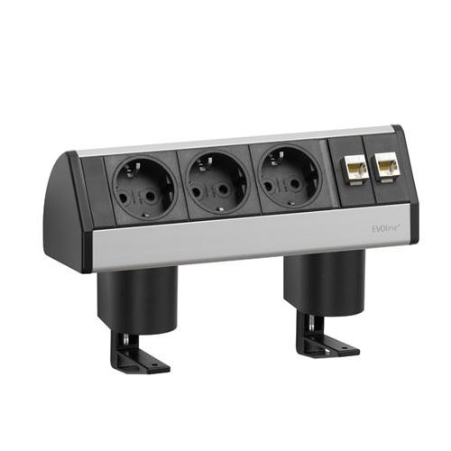 Listwa zasilająca EVOline DOCK DATA SMALL 3 gniazdka + 2xRJ45