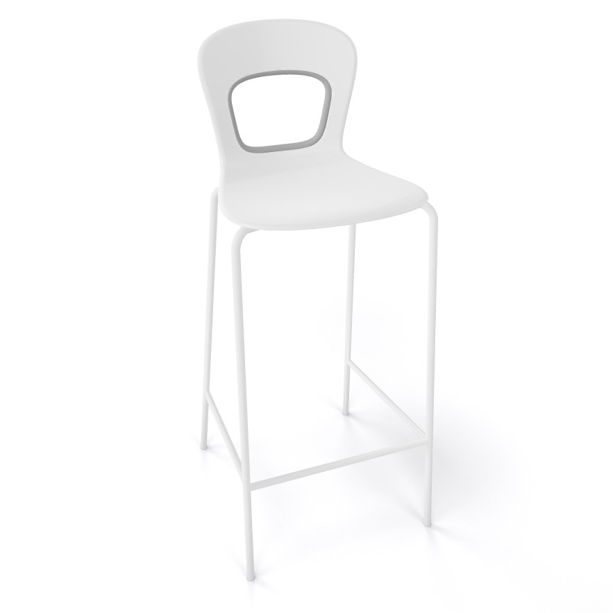 Krzesło barowe / HOKER BLOG 78 firmy GABER - Made in ITALY - Biały z szarym obramowaniem