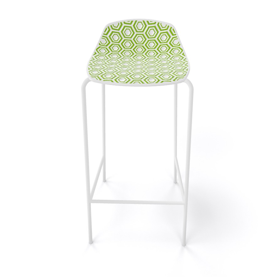 Krzesło barowe / HOKER ALHAMBRA H77 firmy GABER - Made in ITALY - Biało - Zielone