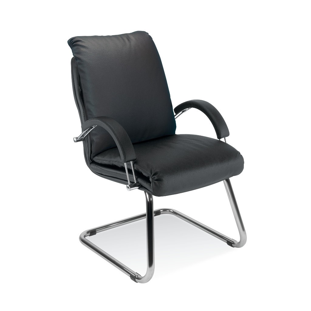 Krzesło konferencyjne Nadir chrom skóra czarny Nowy Styl