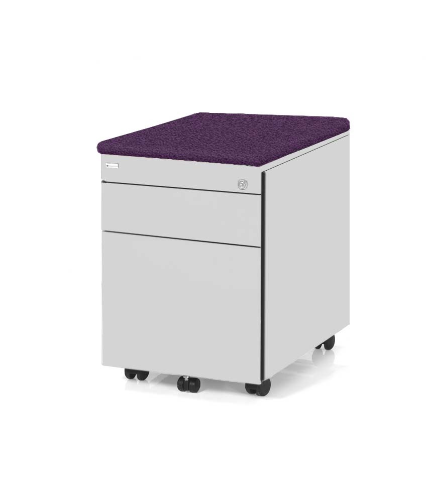 Kontenerek Klea mobilny 36 szary z poduszką fioletowy bondai