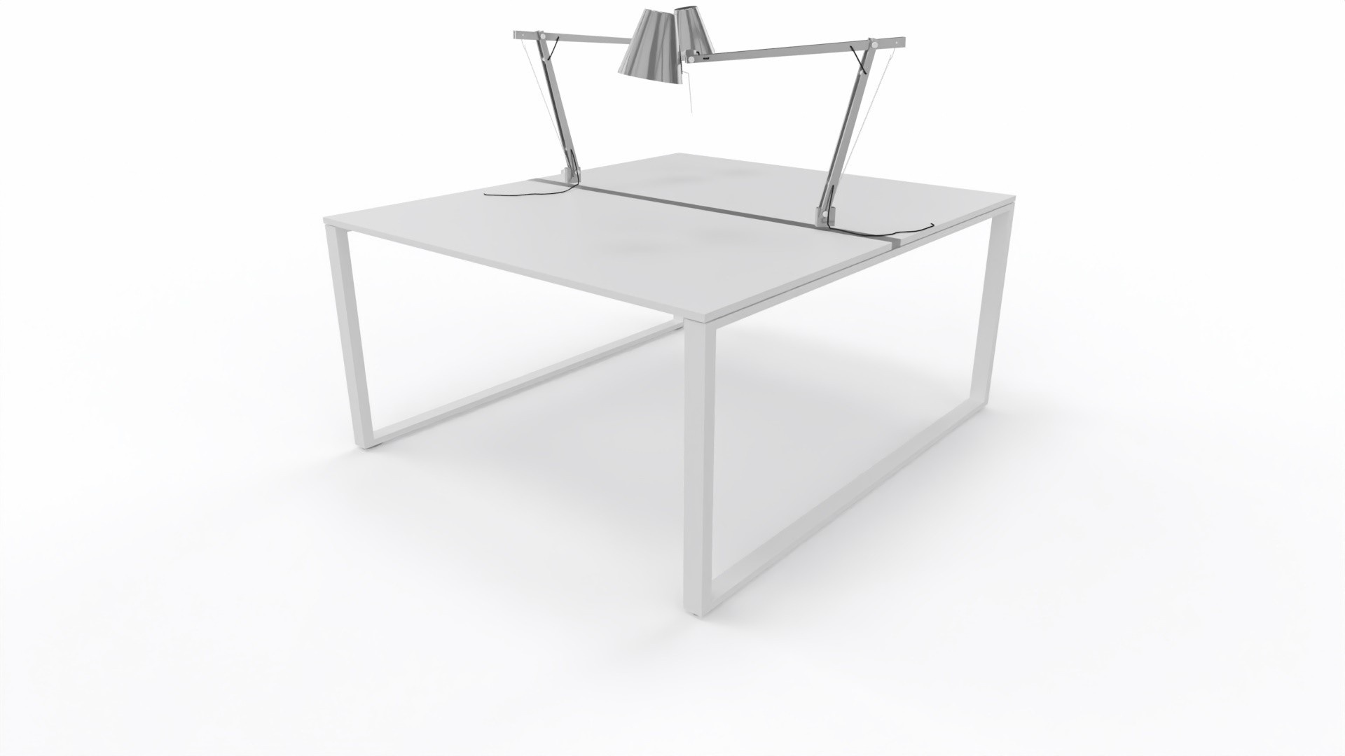 Biurko Conecto workbench podwójne 1400x1600 z lampą firmy Majencia-Nowy Styl WORKBENCH