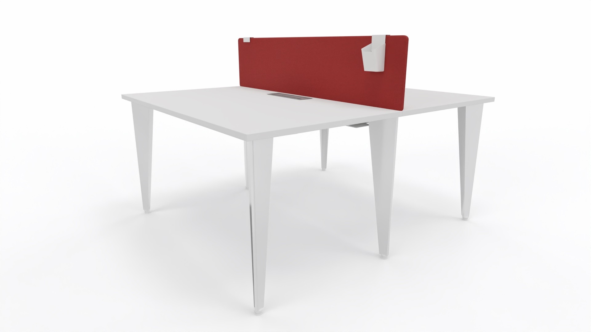 Biurko podwójne Origami z ekranem firmy Majencia-Nowy Styl 1400x1600 Białe WORKBENCH