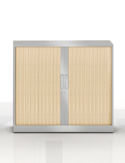 Szafa metalowa żaluzjowa Basycs 1020x1000 mm - k. Srebrny + Dąb