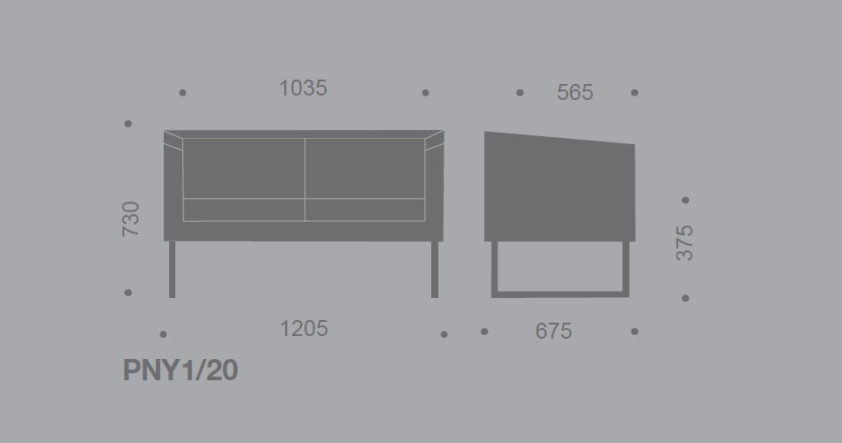 Kanapa 2 osobowa PUNTA firmy SOKOA - Made in France - Czarna Ekoskóra