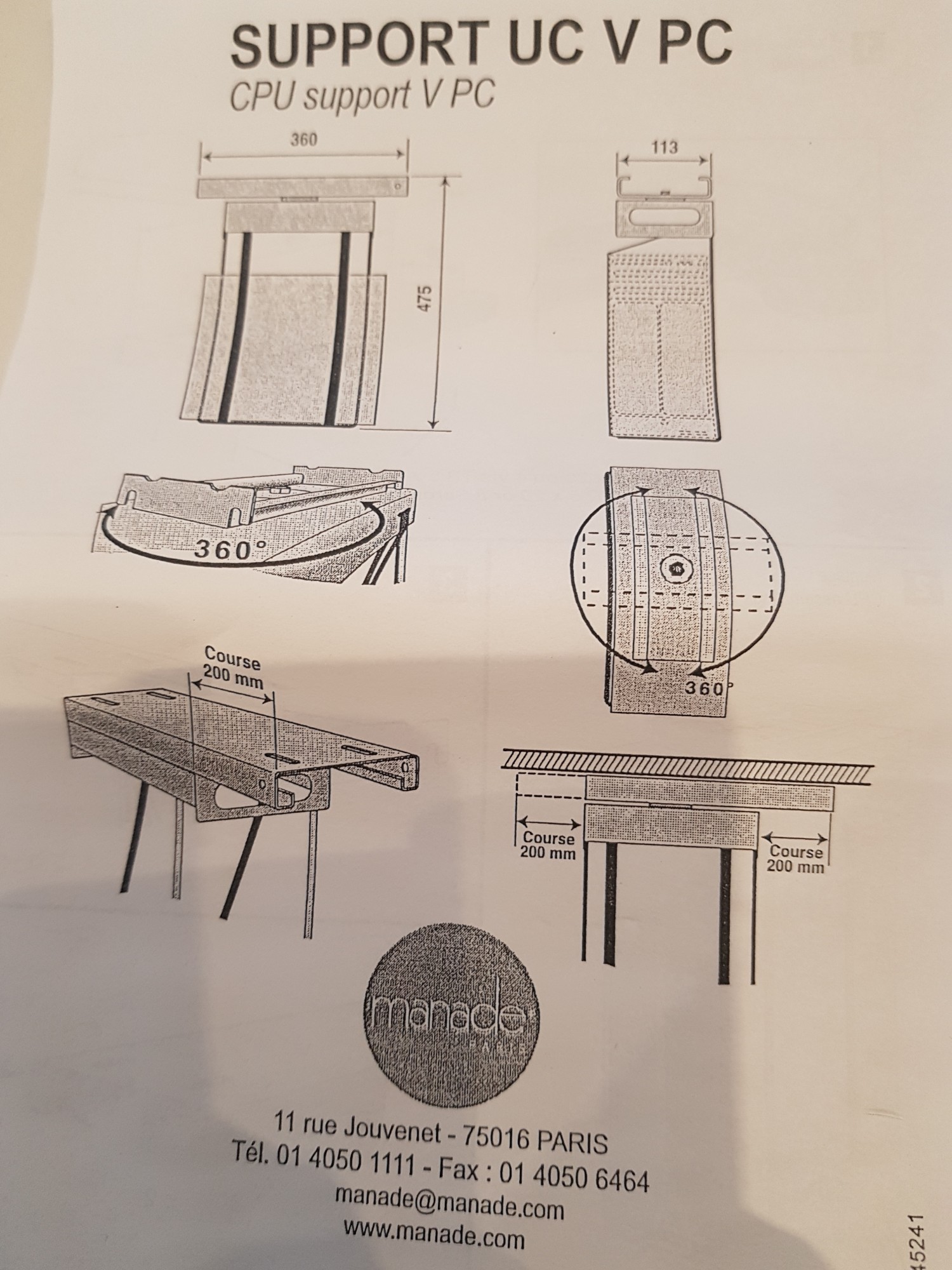 Główna galeria - Uchwyt, Wieszak do Komputera MAJENCIA SUP UC V PC Manade (2)