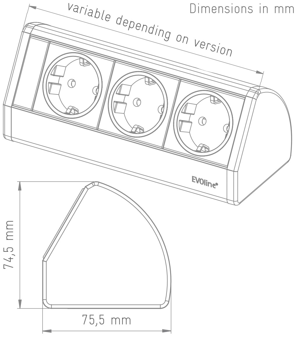 Główna galeria - Listwa zasilająca EVOline DOCK SMALL 3x230V (2)