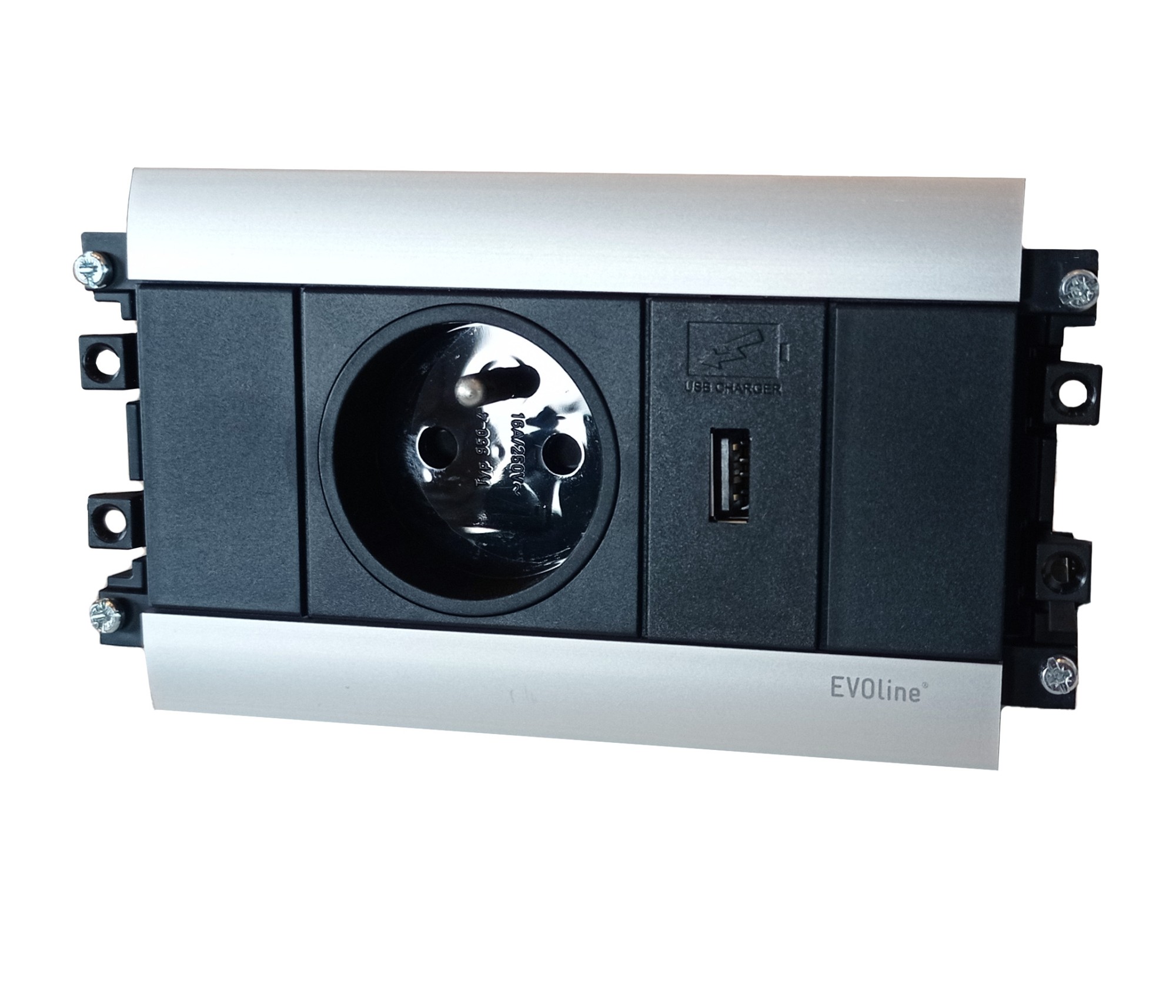 Listwa zasilająca montowana w blat EVOline FRAME DOCK 1x230V 1 xUSB
