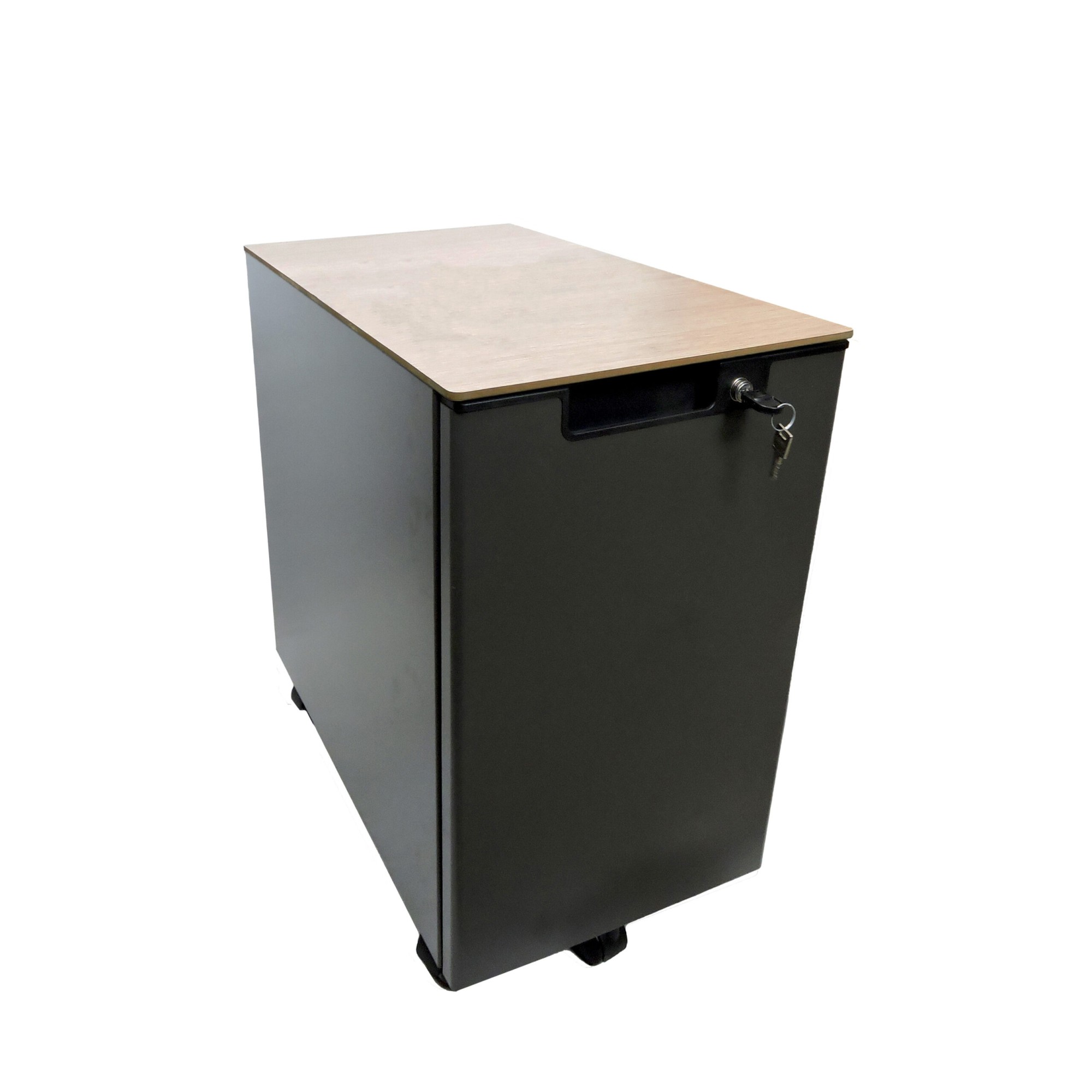 Kontenerek biurowy metalowy MaBox ciemnoszary z ozdobnym blatem firmy MAJENCIA - NOWY STYL