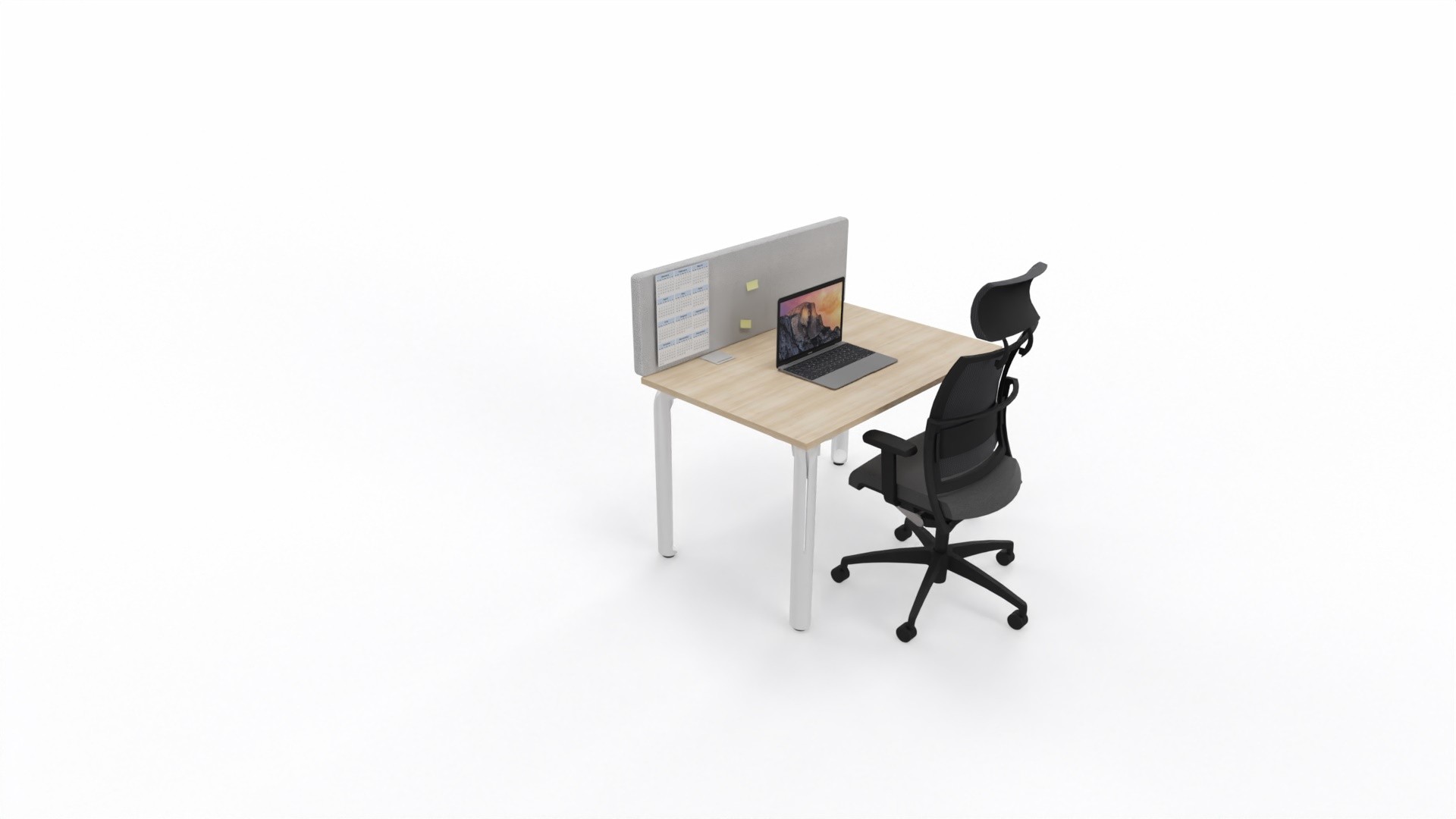 Biurko Eklipse 1200x790 mm (szer x gł ) z ekranem akustycznym H3, z manualną regulacją wysokości