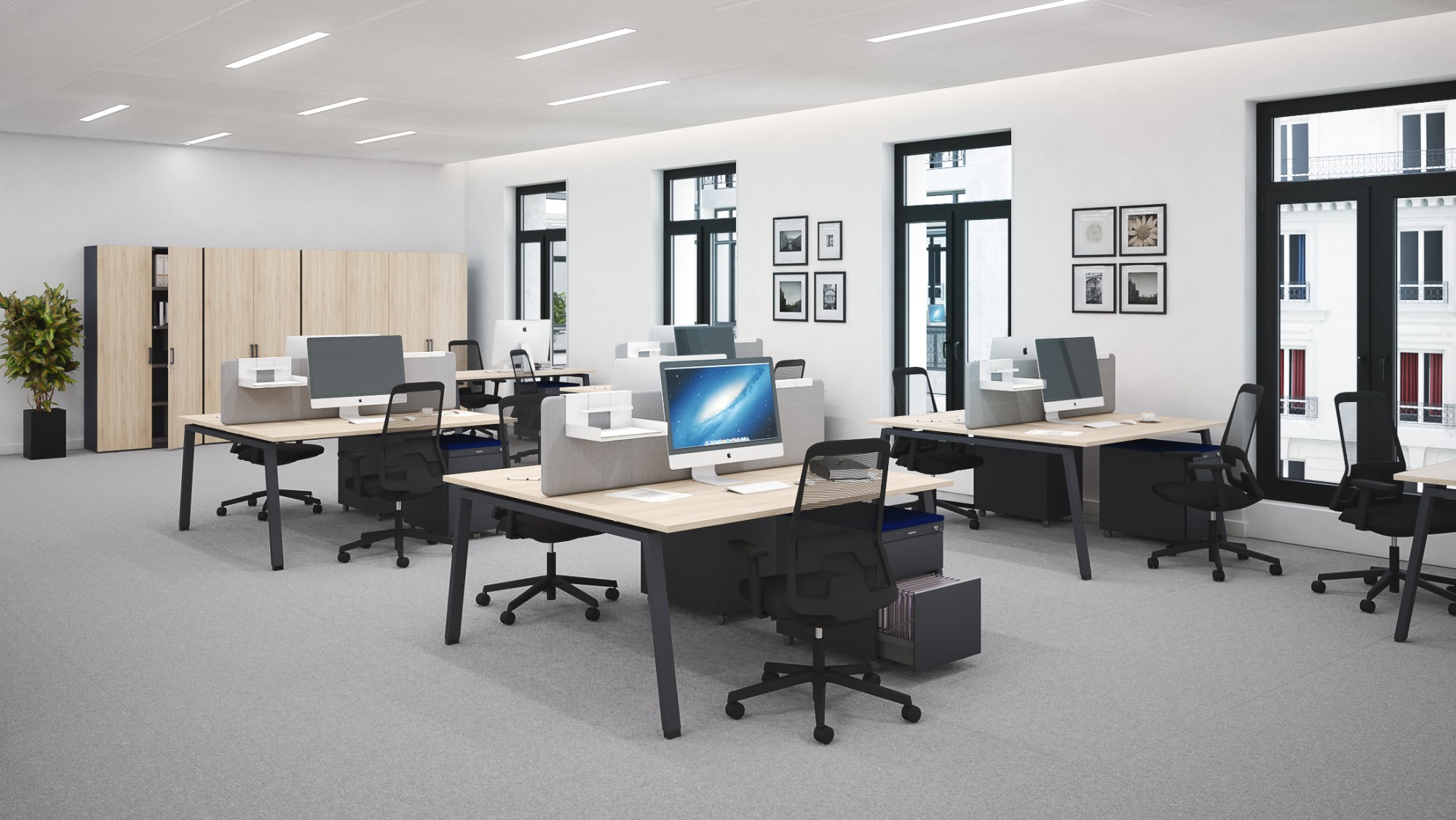 Główna galeria - Biurko Conecto Workbench podwójne 1600 x 1600 x 740mm  (szer x gł x wys) (7)