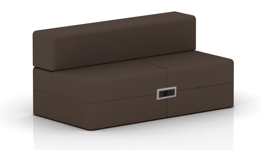 Kanapa z oparciem prostym 1600x800mm z serii Softwork kolor brązowy z mediaportem