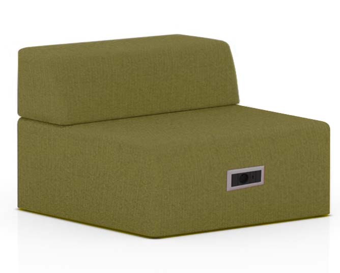 Kanapa z oparciem ukośnym 1200x800mm z serii Softwork kolor melange ciemnozielony z mediaportem