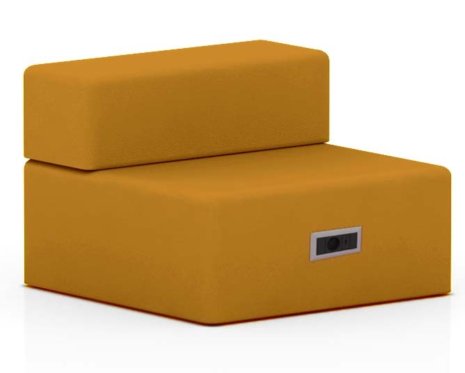 Kanapa z oparciem prostym 1200x800mm z serii Softwork kolor ochra żółta z mediaportem