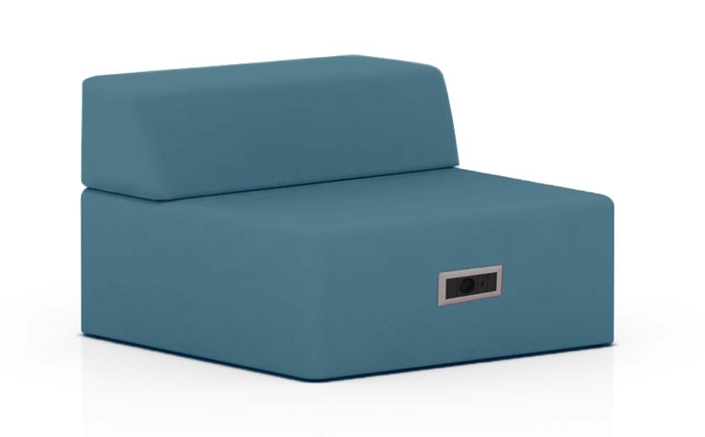 Kanapa z oparciem ukośnym 1600x800mm z serii Softwork kolor niebieski z mediaportem