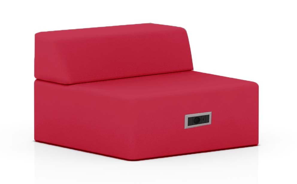 Kanapa z oparciem ukośnym 1500x800mm z serii Softwork kolor czerwony z mediaportem