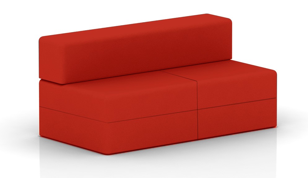 Kanapa z oparciem prostym 1600x800mm z serii Softwork kolor czerwona szminka