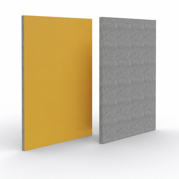 Główna galeria - Ścianka podłogowa Softwork Ekran akustyczny tapicerowany 1300 x 850 x 55 mm, bez podstawy, Tkanina Step / Step melange szary i ochra żółta (4)