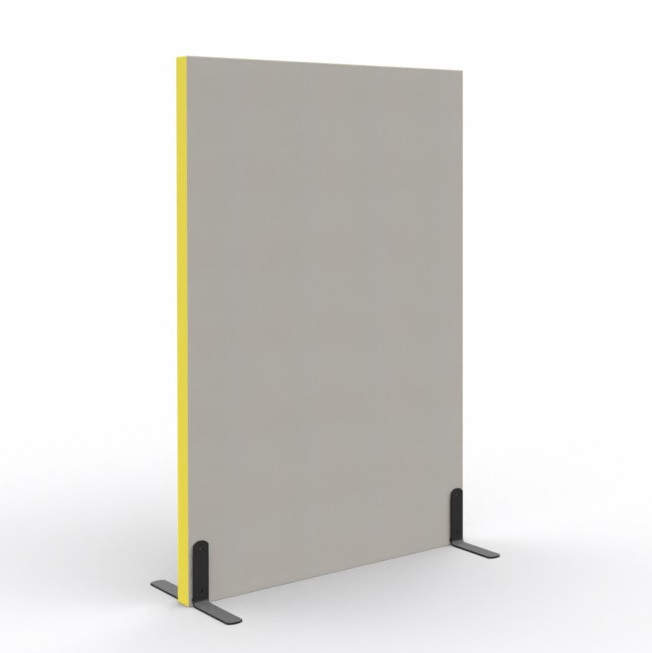Ścianka podłogowa Softwork Ekran akustyczny tapicerowany 1300 x 850 x 55 mm, bez podstawy, Tkanina Step Cytrynowy i szary