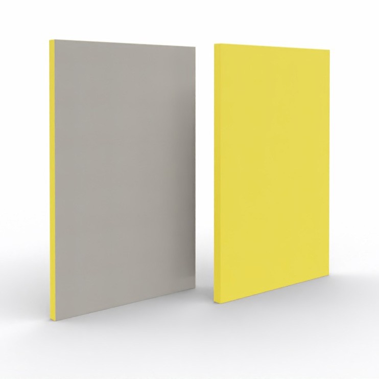 Główna galeria - Ścianka podłogowa Softwork Ekran akustyczny tapicerowany 1300 x 850 x 55 mm, bez podstawy, Tkanina Step Cytrynowy i szary (2)