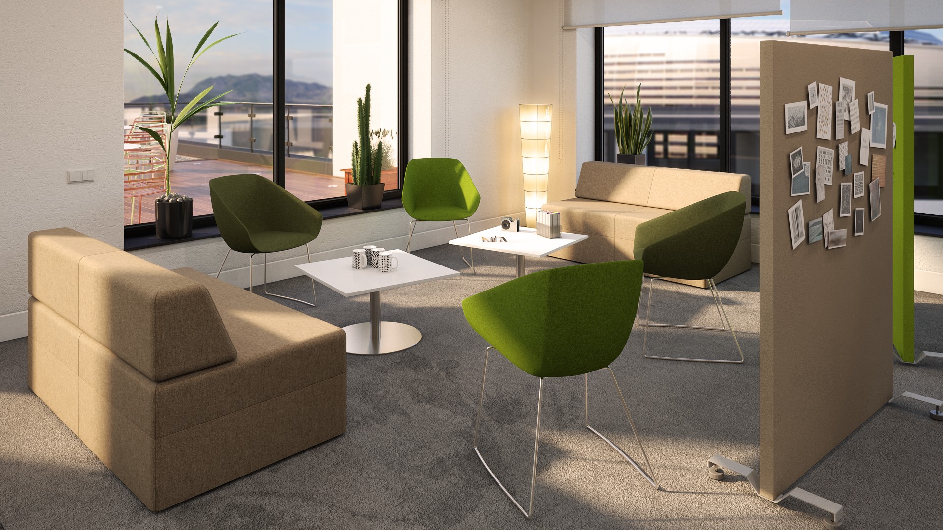 Główna galeria - Ścianka podłogowa Softwork Ekran akustyczny tapicerowany 1300 x 850 x 55 mm, bez podstawy, Tkanina Step melange turkus i ciemnoszary (9)