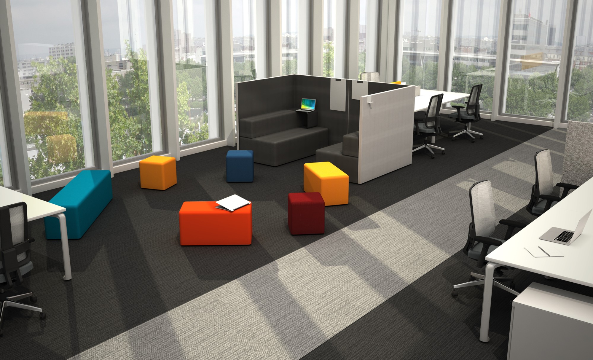 Główna galeria - Ścianka podłogowa Softwork Ekran akustyczny tapicerowany 1800 x 450 x 55 mm, bez podstawy, Tkanina Step czerwona szminka i śliwka (10)
