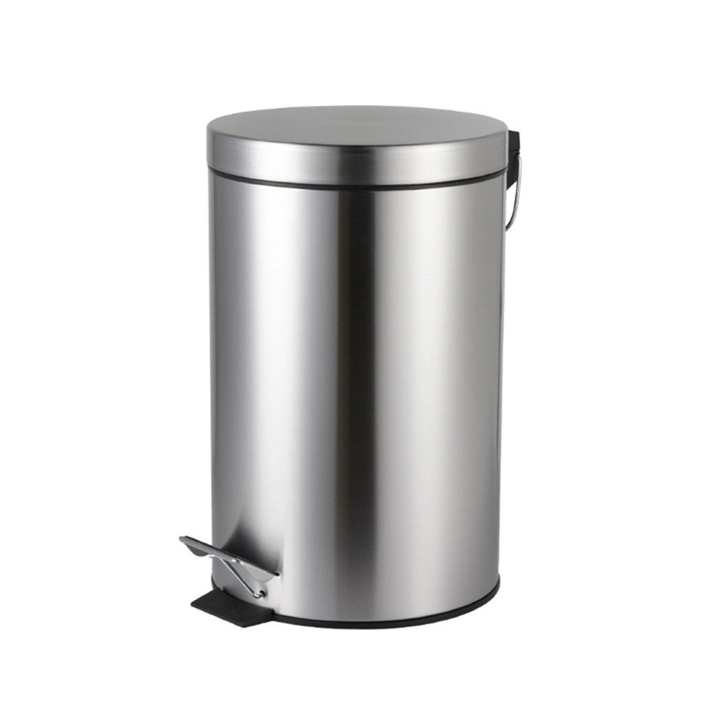 Kosz na śmieci z cichym domykiem PureStyle 12L okrągły z pedałem STAL SZCZOTKOWANA