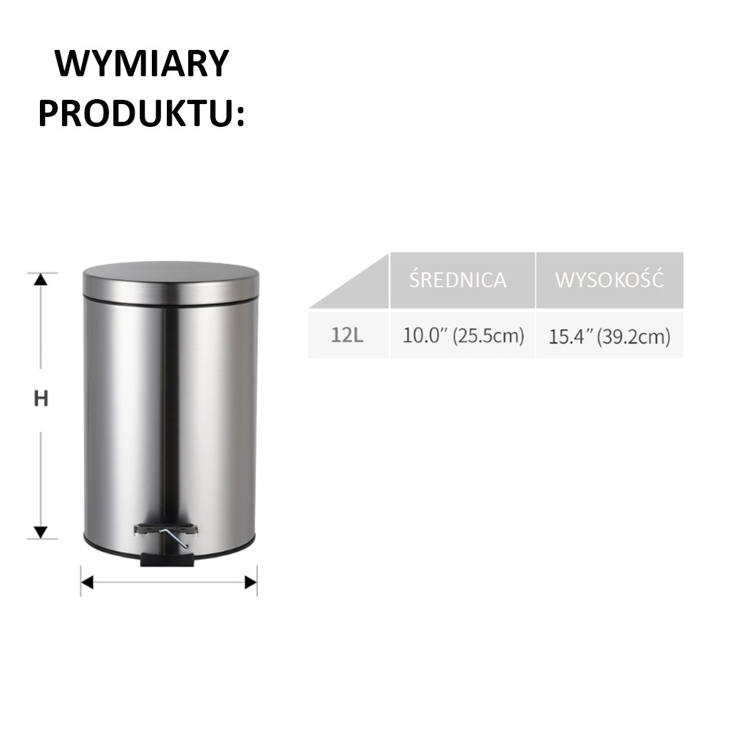 Główna galeria - Kosz na śmieci z cichym domykiem PureStyle 12L okrągły z pedałem STAL SZCZOTKOWANA (2)