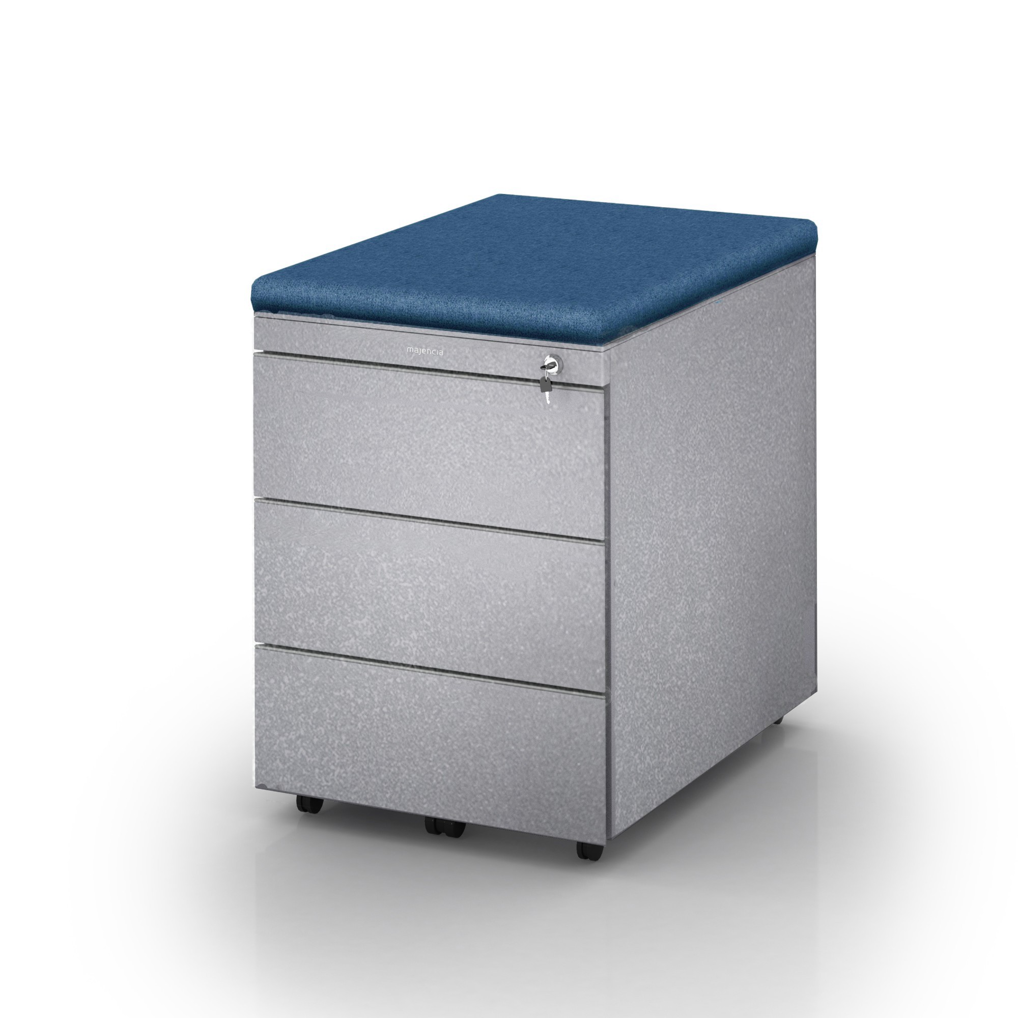 Kontenerek metalowy, Klea mobilny 333, kolor szary błyszczący z poduszką