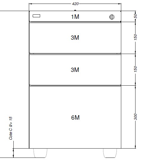 Główna galeria - Kontenerek biurowy stacjonarny duży metalowy Klea 336 srebrny (2)