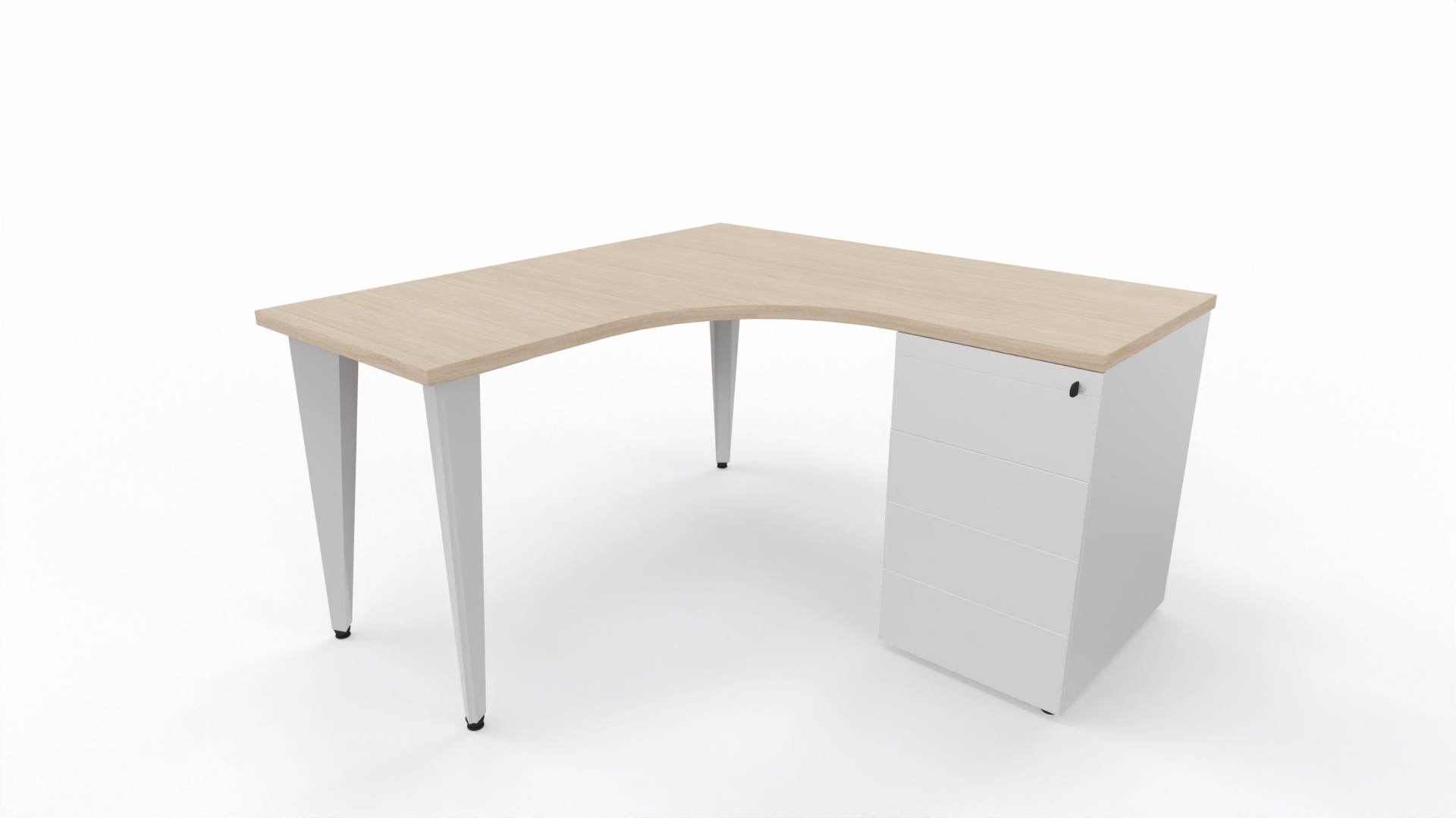 Biurko narożne Origami firmy Majencia - Nowy Styl 1400 x 1400 x 600 mm z kontenerkiem