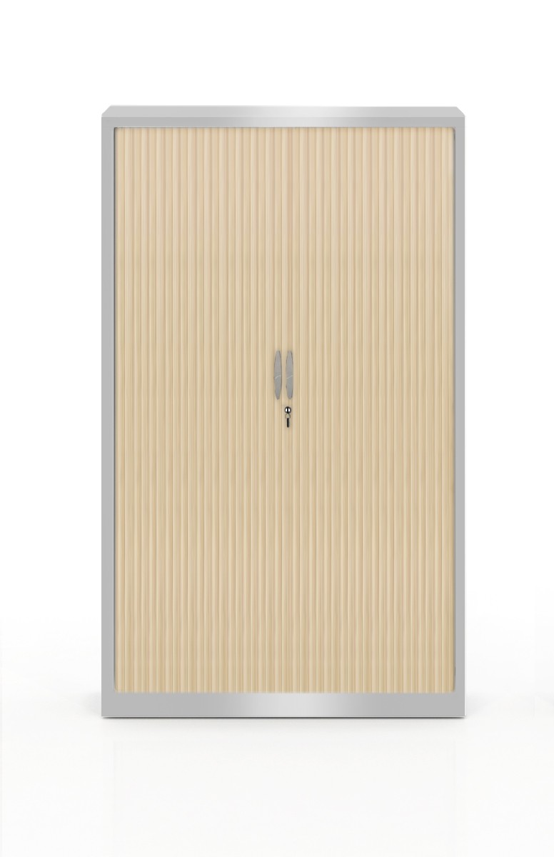 Szafa metalowa żaluzjowa firmy Majencia-Nowy Styl Filea 1980x1200 mm - Kolor Srebrny + Dąb