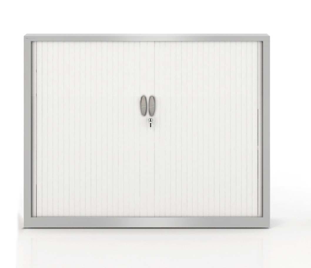 Szafa metalowa żaluzjowa firmy Majencia-Nowy Styl Filea 1020x1200 mm - Kolor Srebrny + Biały mat