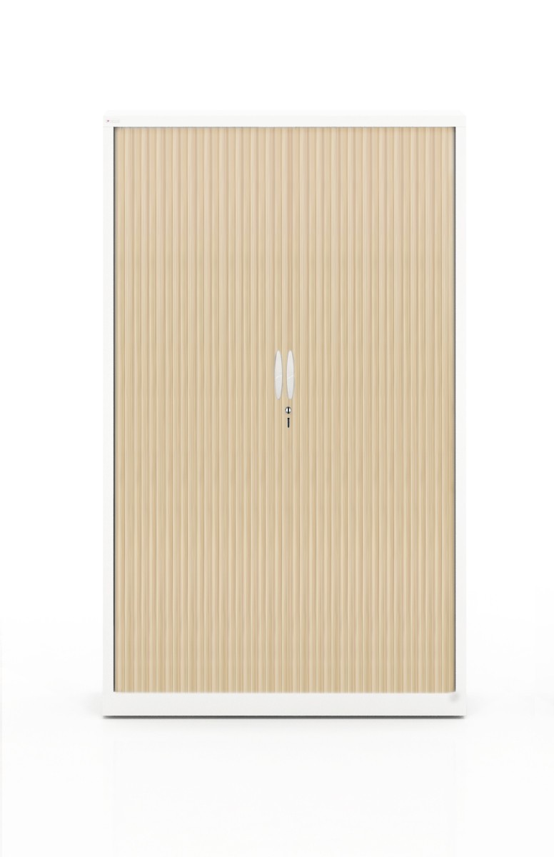 Szafa metalowa żaluzjowa firmy Majencia-Nowy Styl Ecozen 1980x1200 mm - Kolor Biały + Dąb
