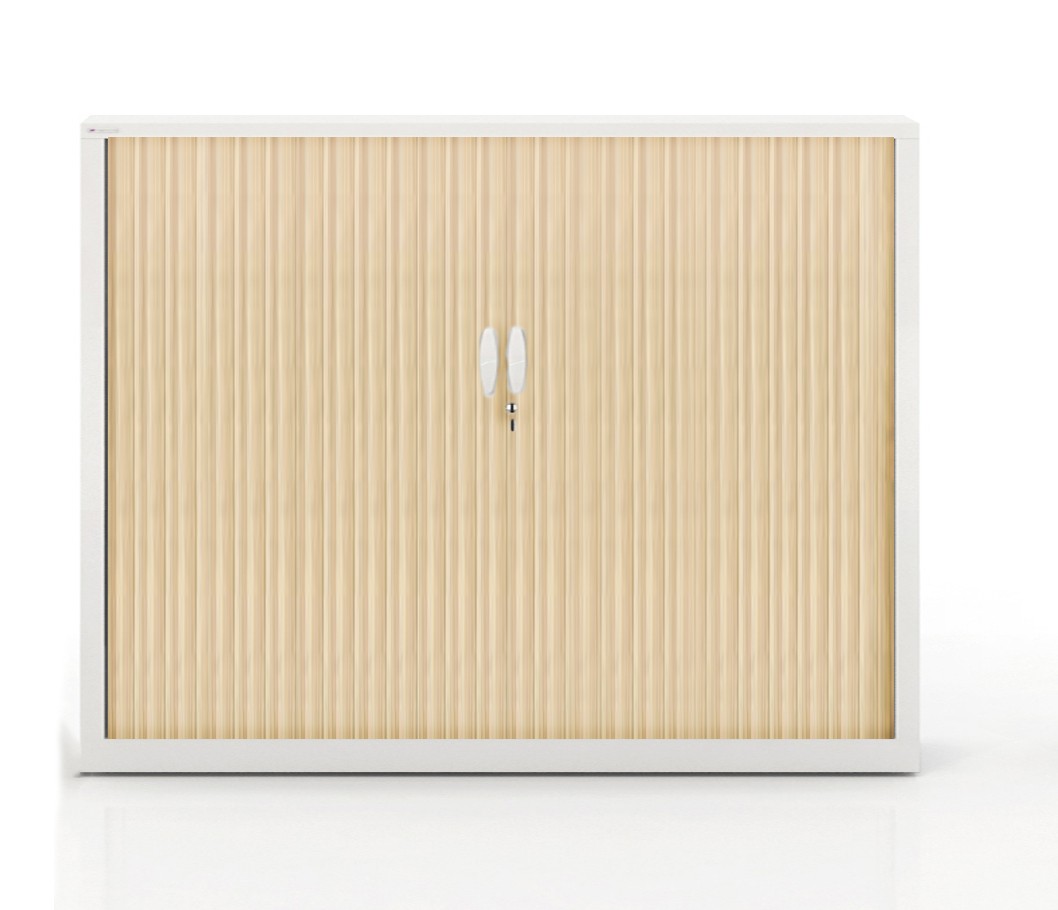 Szafa metalowa żaluzjowa firmy Majencia-Nowy Styl Ecozen 1020x1200 mm - Kolor Biały + Dąb