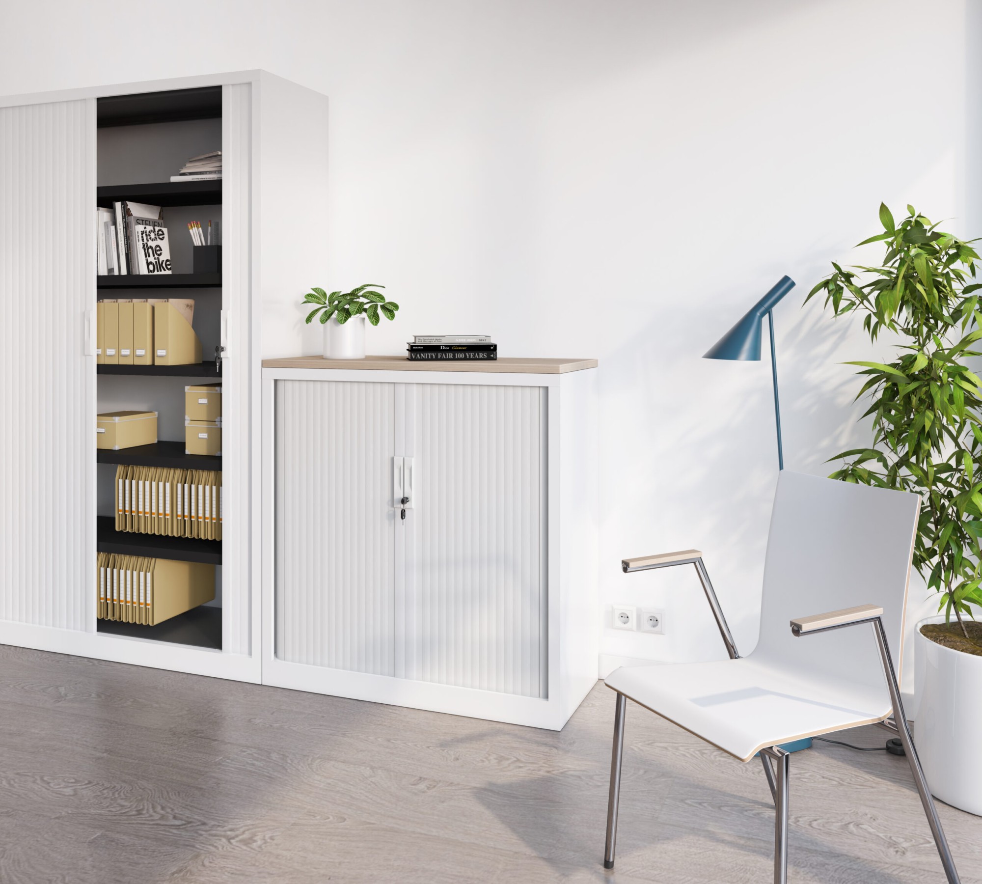 Główna galeria - Szafa metalowa żaluzjowa firmy Majencia-Nowy Styl Ecozen 1020x1000 mm - Kolor Biały + Dąb (9)