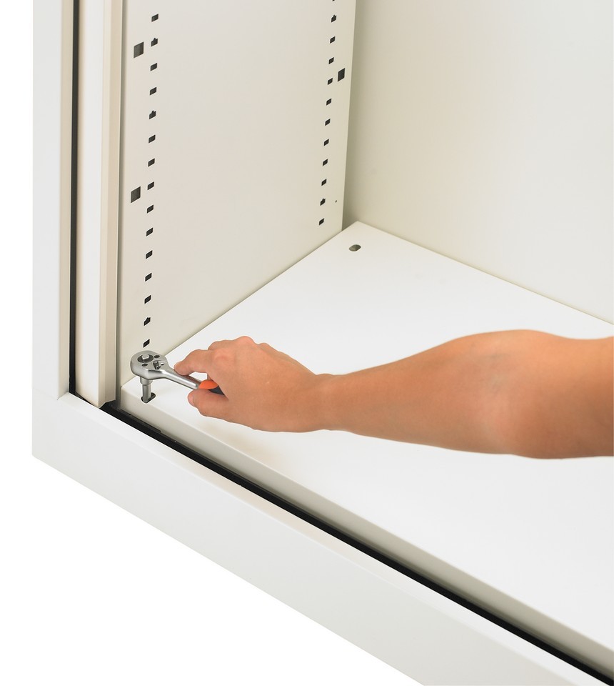 Główna galeria - Szafa metalowa żaluzjowa firmy Majencia-Nowy Styl Ecozen 1020x1000 mm - Kolor Biały + Dąb (12)