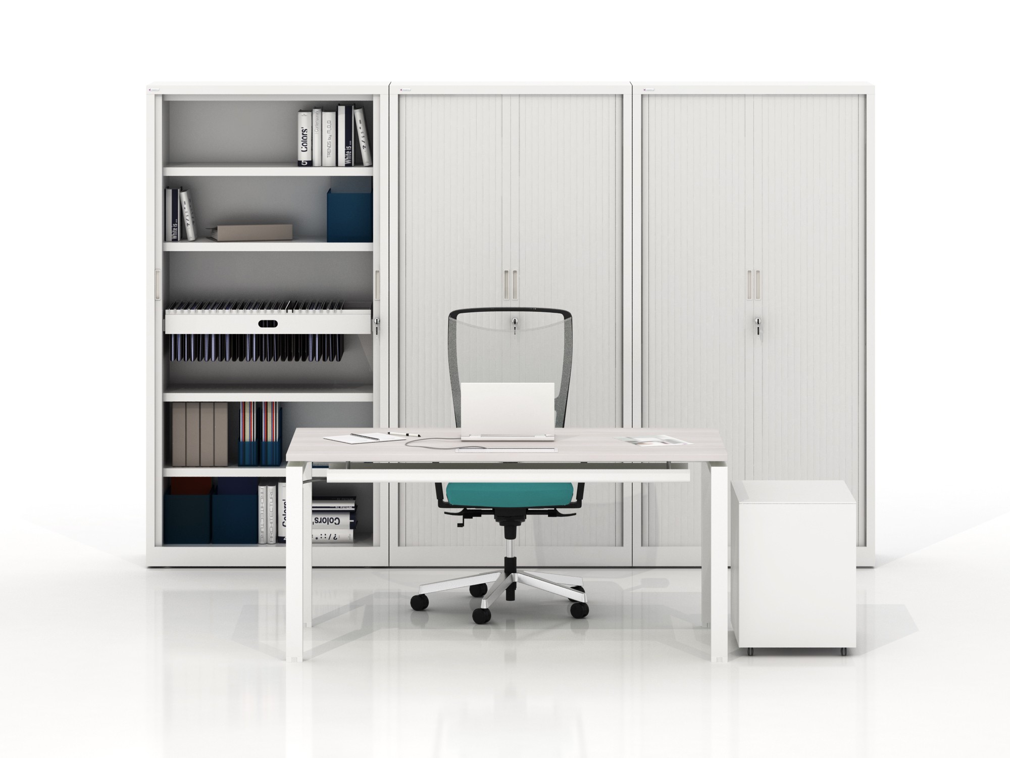 Główna galeria - Szafa metalowa żaluzjowa firmy Majencia-Nowy Styl Ecozen 1020x1000 mm - Kolor Biały + Dąb (14)