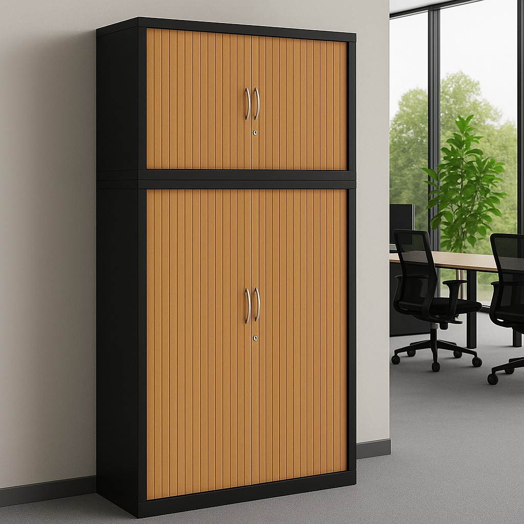 Główna galeria - Szafa - nadstawka -  metalowa żaluzjowa firmy Majencia-Nowy Styl Filea 500x1200 mm - Kolor Czarny + Grusza (5)