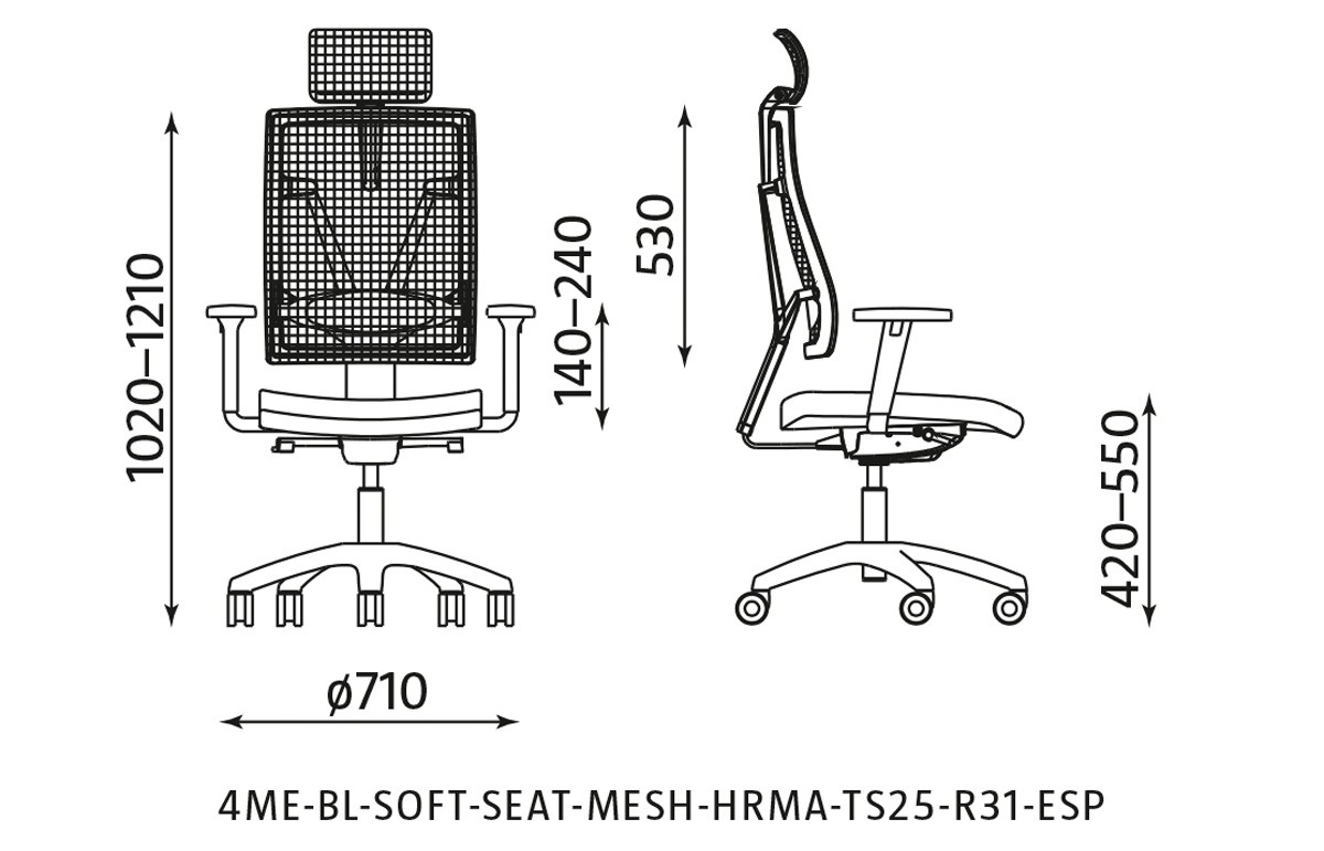 Główna galeria - Krzesło biurowe, obrotowe 4ME-MESH-BL-HRMA-SOFT-SEAT-ESP (7)
