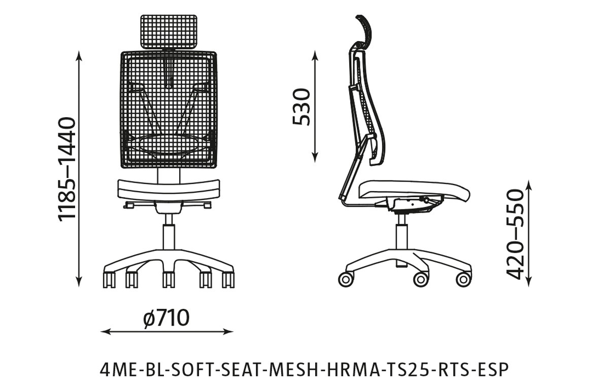 Główna galeria - Krzesło biurowe, obrotowe 4ME-MESH-BL-HRMA-SOFT-SEAT-ESP (8)