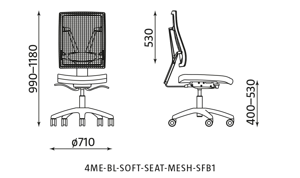 Główna galeria - Krzesło biurowe, obrotowe 4ME-MESH-BL-SOFT-SEAT-SFB1 (2)