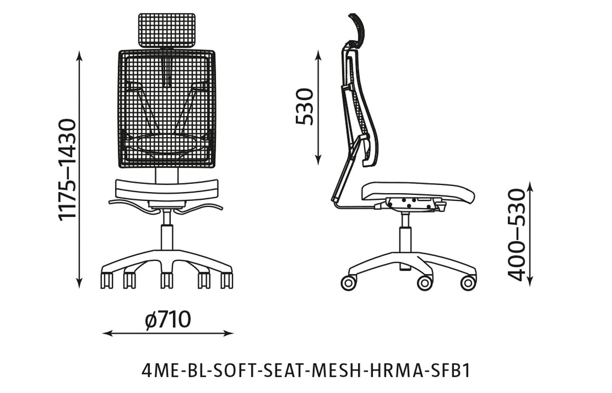 Główna galeria - Krzesło biurowe, obrotowe 4ME-MESH-BL-SOFT-SEAT-HRMA-SFB1 (3)