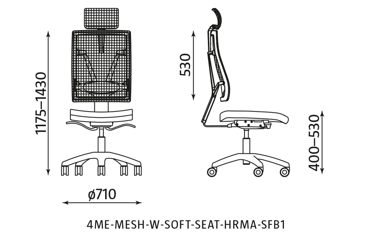 Główna galeria - Krzesło biurowe, obrotowe 4ME-MESH-W-SOFT-SEAT-HRMA-SFB1 (2)